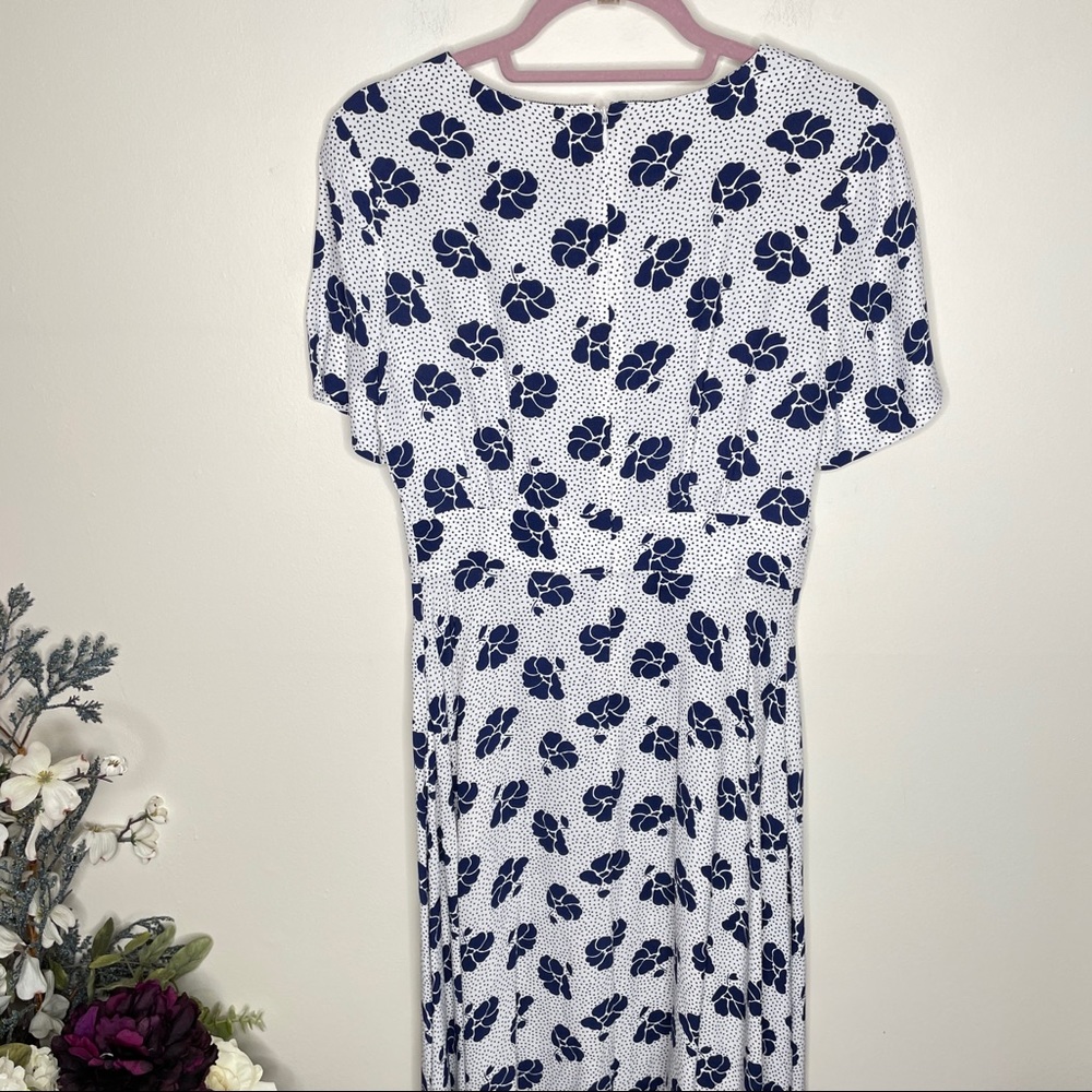 Boden White Dress with Navy Floral Print - Picture 5 of 8